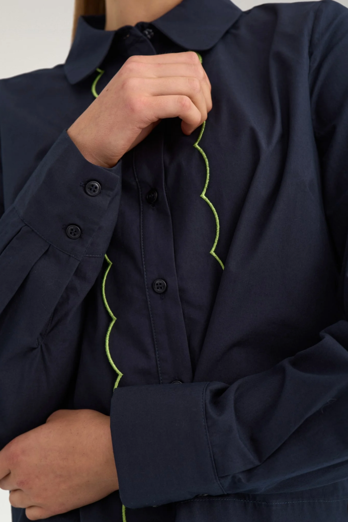 Numph Nufrancy blouse in salute navy blue - [shop_name Strathaven] [womens clothing]