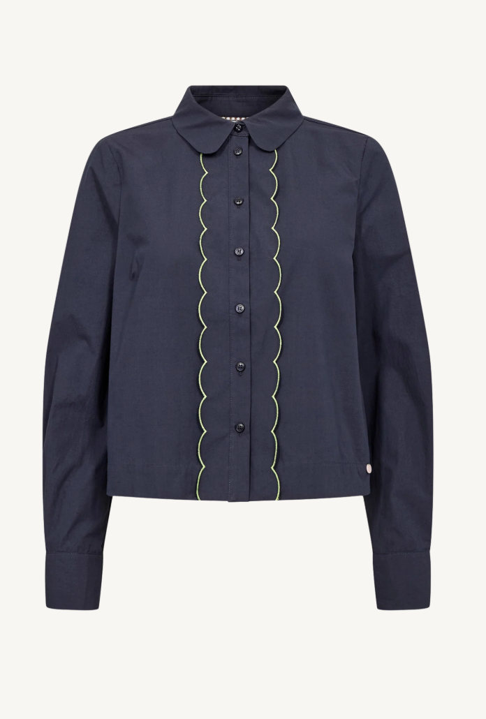 Numph Nufrancy blouse in salute navy blue - [shop_name Strathaven] [womens clothing]