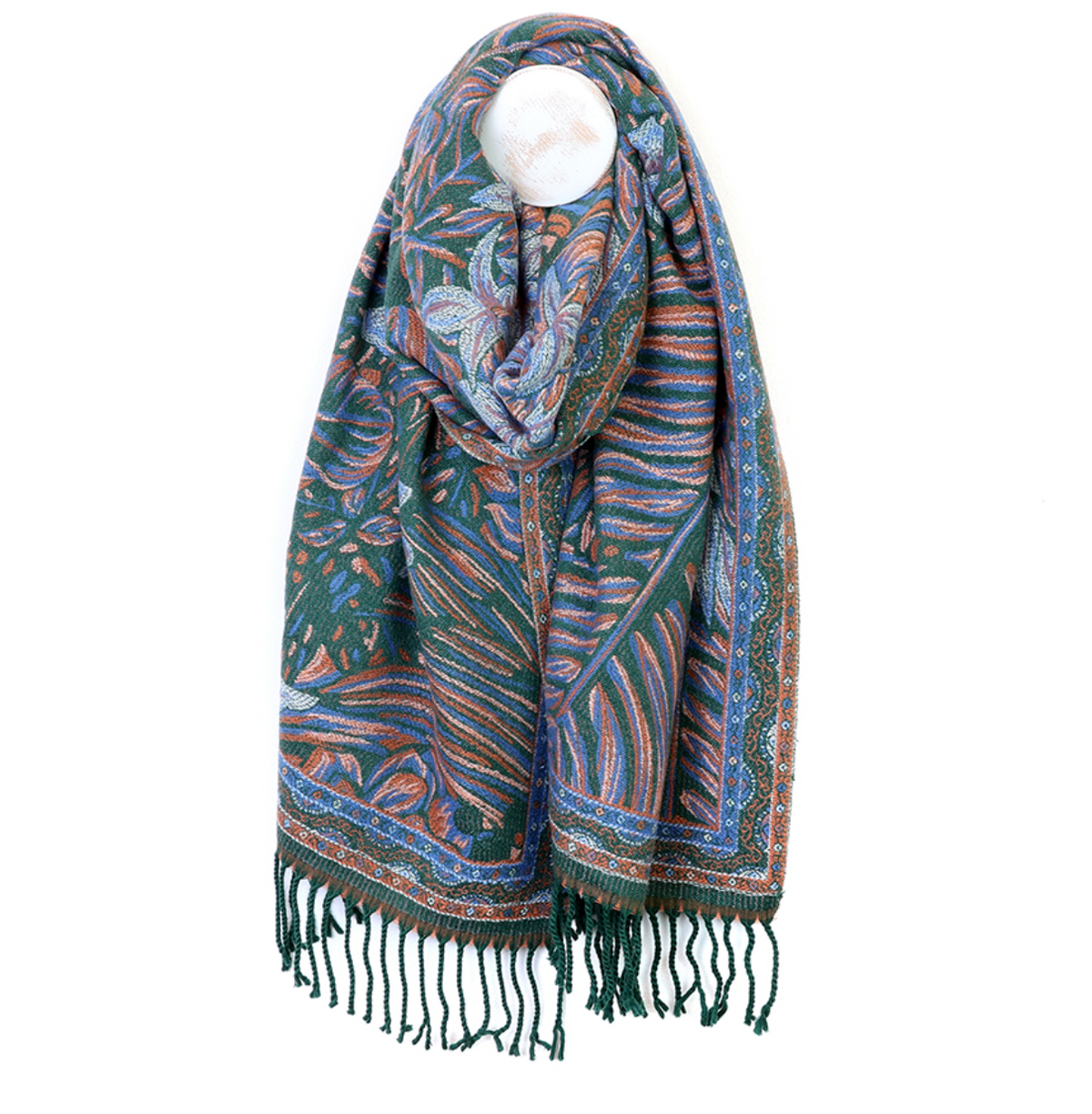POM Celia green, blue & rust mix scarf
