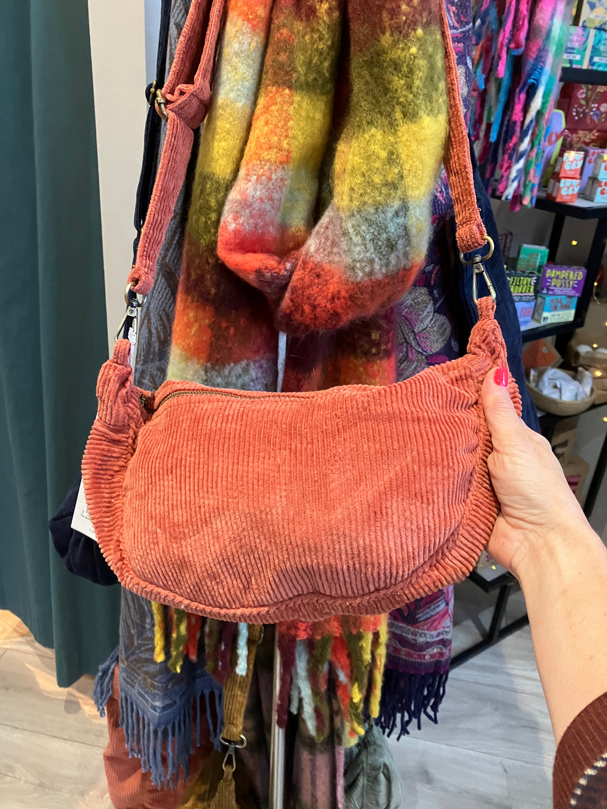 Lily & Me Terracotta crossbody cord bag