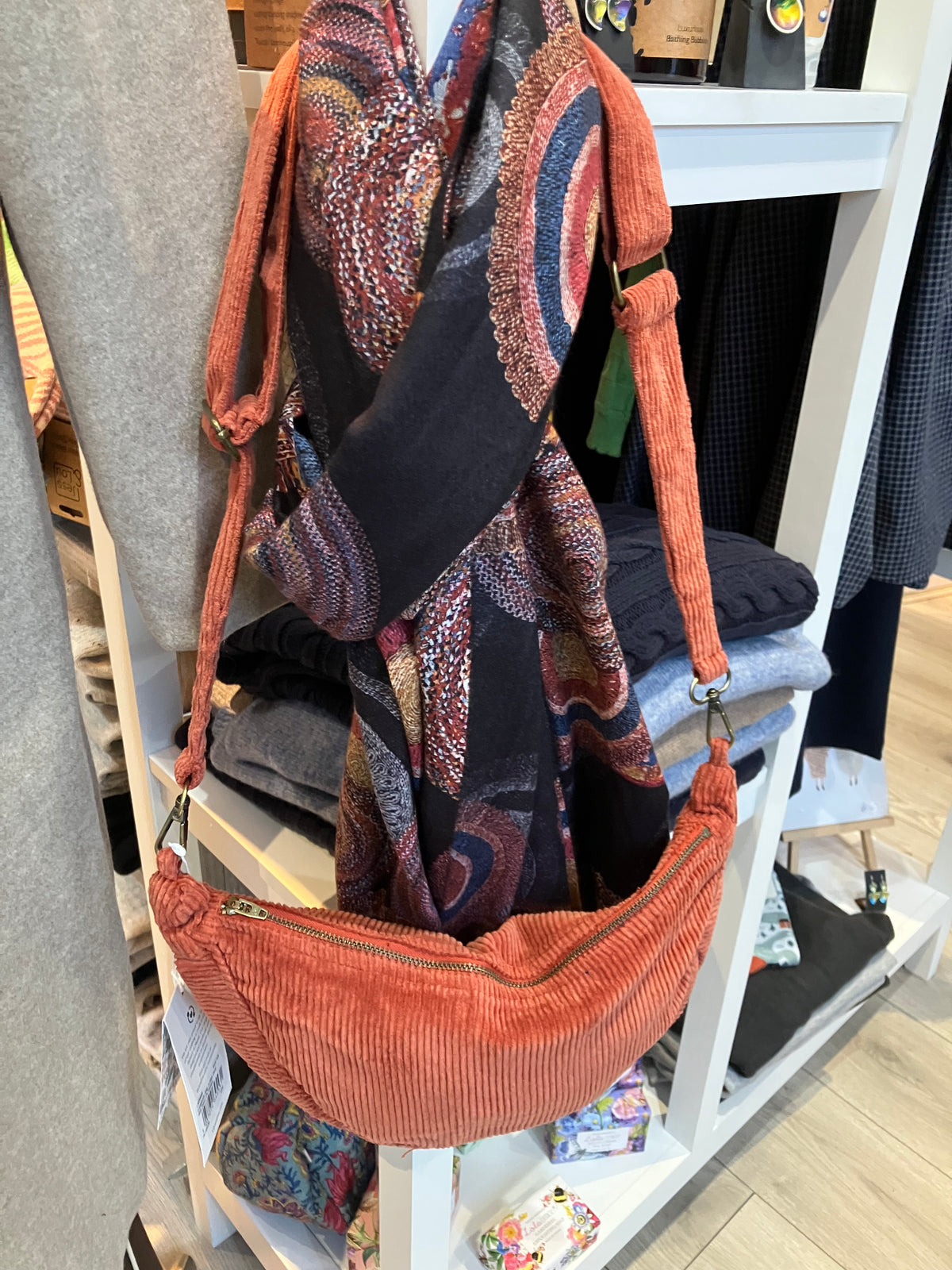 Lily & Me Terracotta crossbody cord bag