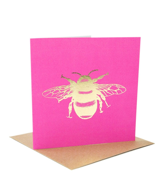 Beefayre pink bee blank card