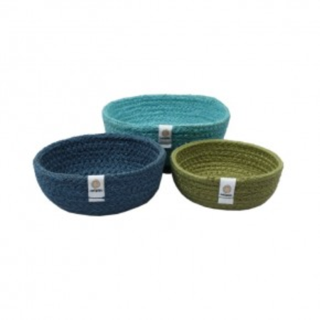 Jute bowls set of 3 - ocean