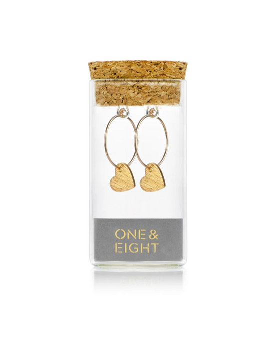 One & Eight gold heart earrings