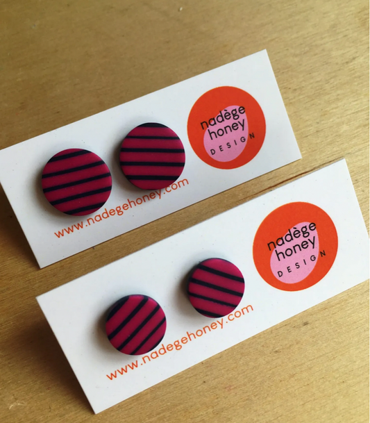 Nadège Honey Breton Winter raspberry earrings
