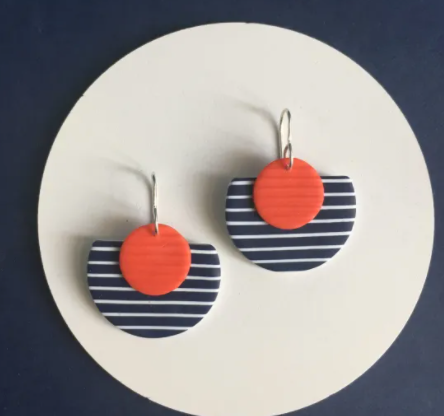 Nadege Honey Breton red Guerande earrings - leafy green