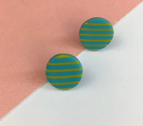 Nadège Honey Breton Winter striped turquoise earrings